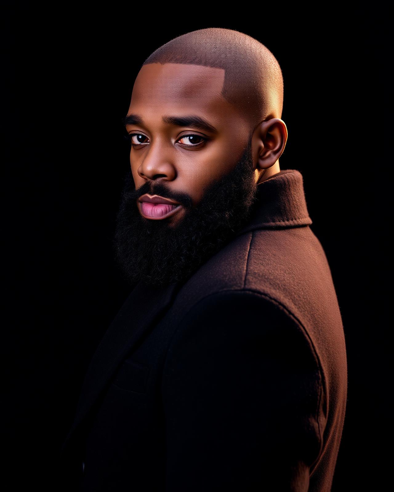 Editorial portrait of a Black man in a tailored wool overcoat